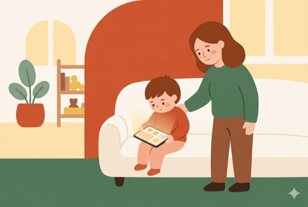 孩子看平板手机上瘾